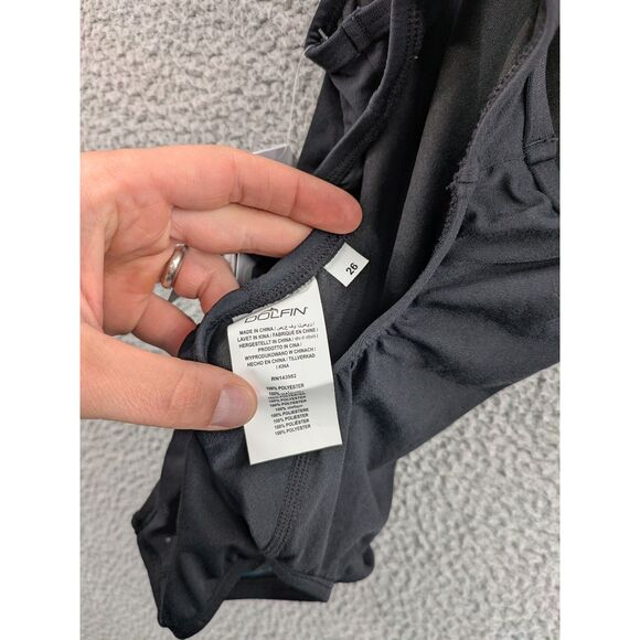 NWT Dolfin Women's size 26 Reliance Solid Black V-Back One Piece Style 111VB-790 - Picture 6 of 7